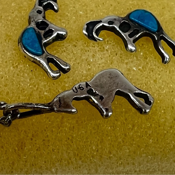 Navajo Sterling Silver Kokopelli Necklace and Earrings set Signed USA STER EUC - Picture 3 of 5